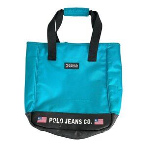 Vintage Polo Jeans Co  Ralph Lauren Tote Bag 90s Teal Light Blue